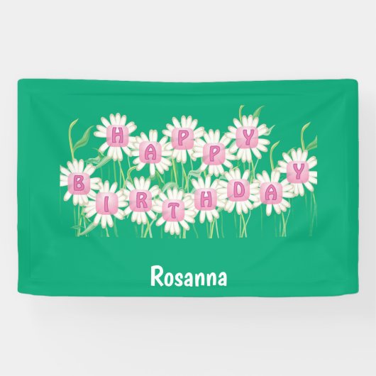 Happy Birthday Daisy Garden Design Spandoek (Horizontaal)