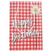 Happy Birthday Daisy op Red Gingham Medium Cadeauzakje (Voorkant)