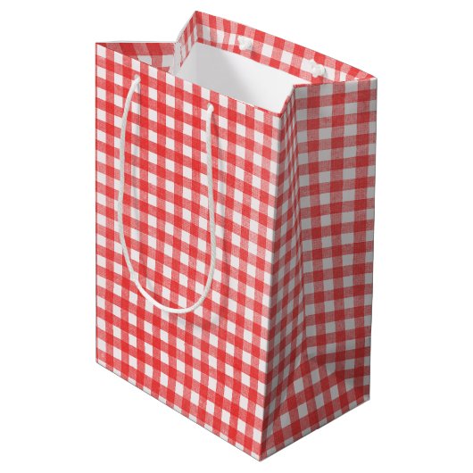 Happy Birthday Daisy op Red Gingham Medium Cadeauzakje (Achterkant Gekanteld)