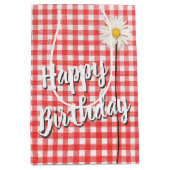 Happy Birthday Daisy Op Rode Gingham Medium Cadeauzakje (Voorkant)