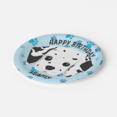 Happy Birthday Dalmatian Puppy Blue Paw Print Papieren Bordje (Gekanteld)