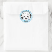 Happy Birthday Dalmatian Puppy Blue Paw Print Ronde Sticker (Tas)