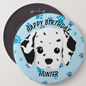 Happy Birthday Dalmatian Puppy Blue Paw Ronde Button 6,0 Cm (Voorkant /achterkant)