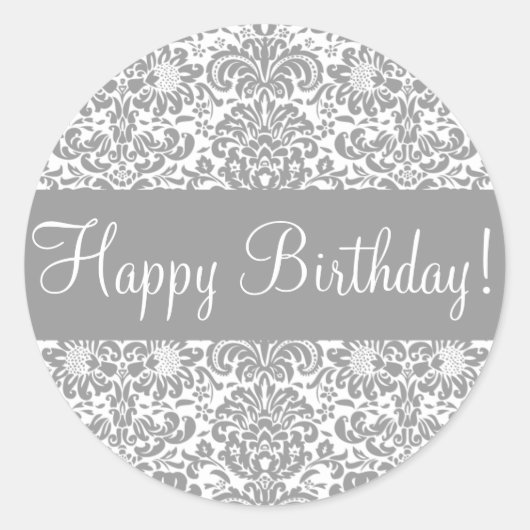 Happy Birthday Damask Envelope Sticker Seal (Voorkant)