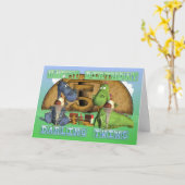 Happy Birthday Darling Twins, paar schattige drake Kaart (Gele Bloem)