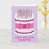 Happy Birthday Daughter Cake en kaarsen Kaart (Gele Bloem)