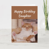 Happy Birthday Daughter Celebrate Funny Cat Kaart (Voorkant)