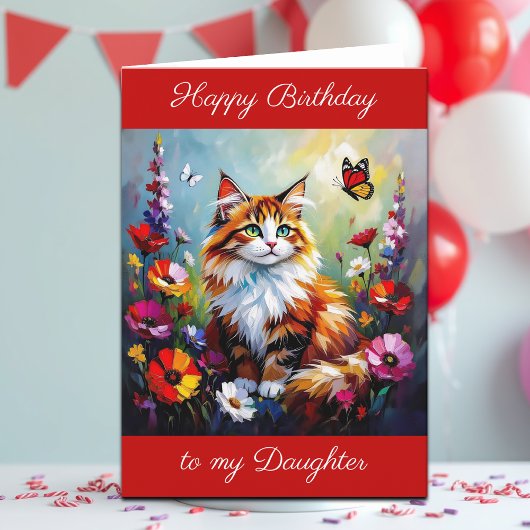 Happy Birthday Daughter | Cute Cat   Kaart