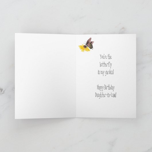 Happy Birthday Daughter-in-Law Butterfly Garden Kaart (Binnen)