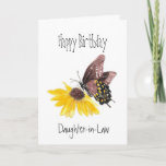 Happy Birthday Daughter-in-Law Butterfly Garden Kaart<br><div class="desc">Fijne verjaardag schoondochter Je bent de vlinder in mijn tuin met waterverf vlinder en gele bloem</div>