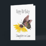 Happy Birthday Daughter-in-Law Butterfly Garden Kaart<br><div class="desc">Fijne verjaardag schoondochter Je bent de vlinder in mijn tuin met waterverf vlinder en gele bloem</div>