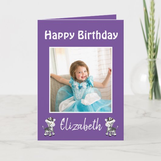 Happy Birthday Daughter Photo Paars Feestdagen Kaart (Voorkant)