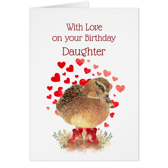 Happy Birthday Daughter Schattige Duck Red Boots (Voorkant)