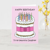 Happy Birthday Daughter  taart en kaarsen Kaart (Gele Bloem)