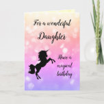 Happy Birthday Daughter Unicorn-ontwerp Kaart<br><div class="desc">roze en vrolijk gelukkig wenskaart van het Unicorn-ontwerp van de Dag van de Daughter.</div>