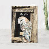 Happy Birthday Daughter Waterverf Barn Owl Feestdagen Kaart (Voorkant)