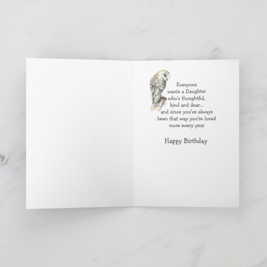Happy Birthday Daughter Waterverf Barn Owl Feestdagen Kaart (Binnen)