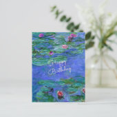 Happy Birthday: de beroemde kunst van Monet Water  Briefkaart (Staand voorkant)