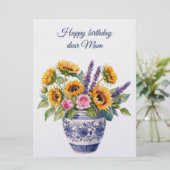 Happy birthday dear Mom & bouquet of flowers Feestdagenkaart (Staand voorkant)