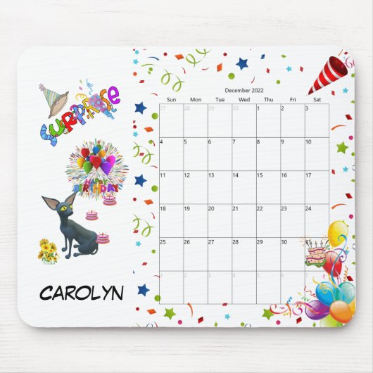 Happy Birthday December 2022 Muismat agenda (Voorkant)