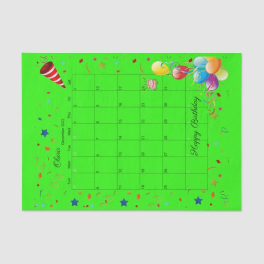 Happy Birthday December 2022 Weefselpapier Tissuepapier (Voorkant)