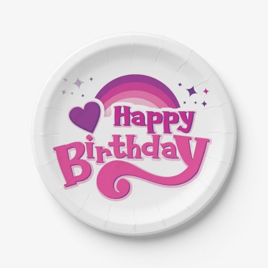 Happy Birthday Decorative Party Plate Papieren Bordje (Voorkant)
