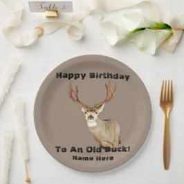 Happy Birthday Deer Buck Antlers Old Funny Hunting Papieren Bordje