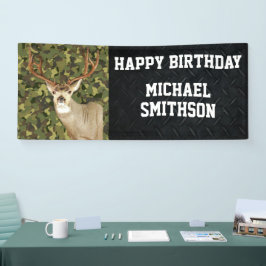 Happy Birthday Deer Camo Hunting Mannen Banner