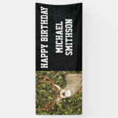 Happy Birthday Deer Camo Hunting Mannen Banner (Verticaal)