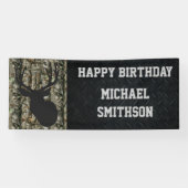 Happy Birthday Deer Camo Hunting Mannen Banner (Horizontaal)