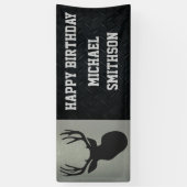 Happy Birthday Deer Hunting Mannen Buck Antlers Spandoek (Verticaal)