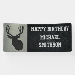 Happy Birthday Deer Hunting Mannen Buck Antlers Spandoek