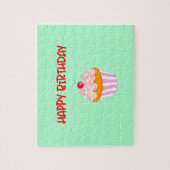 Happy Birthday Delicious Cupcake on Green Legpuzzel (Verticaal)