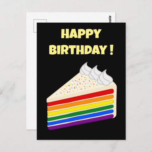 Happy Birthday Delicious Rainbow Vanilla Cake Briefkaart (Voorkant / Achterkant)