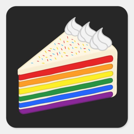 Happy Birthday Delicious Rainbow Vanilla Cake Vierkante Sticker (Voorkant)