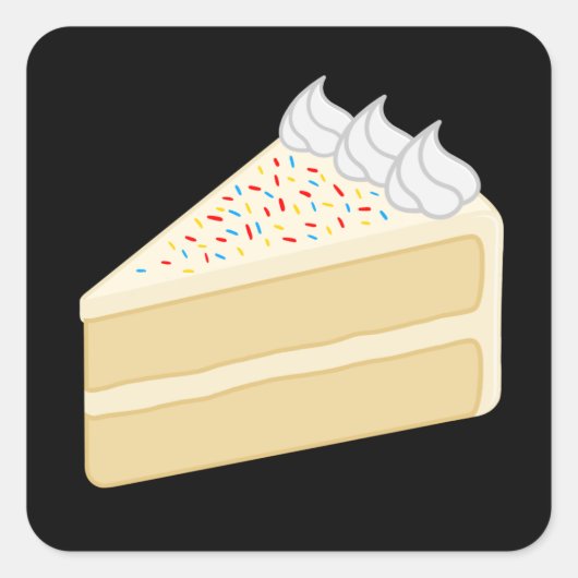 Happy Birthday Delicious Vanilla Cake Vierkante Sticker (Voorkant)