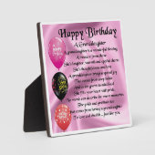 Happy Birthday Design Granddochter Poem Plaque Fotoplaat (Voorkant)
