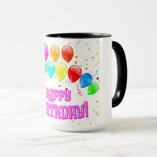 Happy Birthday! Design with colorful balloons Mok