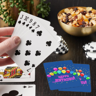 Happy Birthday! Design with colorful balloons Pokerkaarten