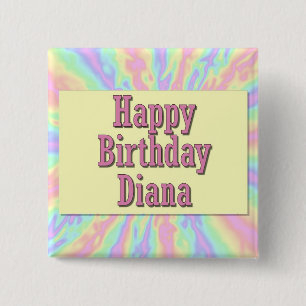 Happy Birthday Diana Vierkante Button 5,1 Cm