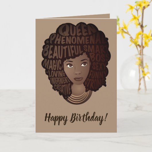 Happy Birthday, die zwarte vrouwen stimuleert, bru Kaart (Gele Bloem)