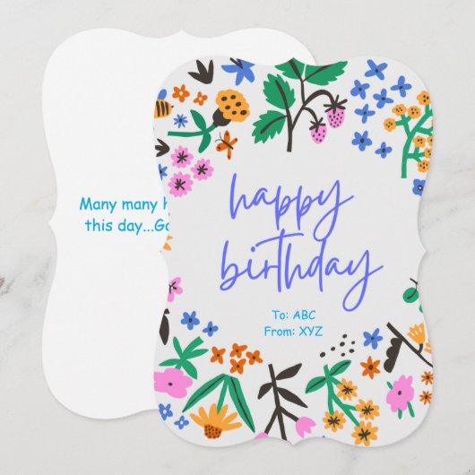 Happy Birthday  digitaal Wenskaart Feestdagenkaart (Voorkant / Achterkant)