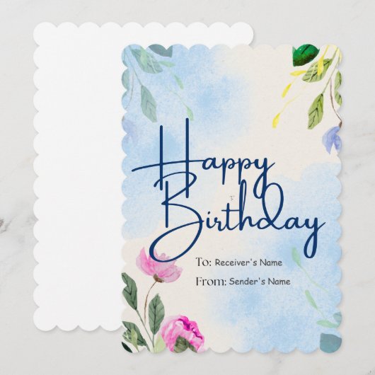 Happy Birthday  digitaal Wenskaart Feestdagenkaart (Voorkant / Achterkant)