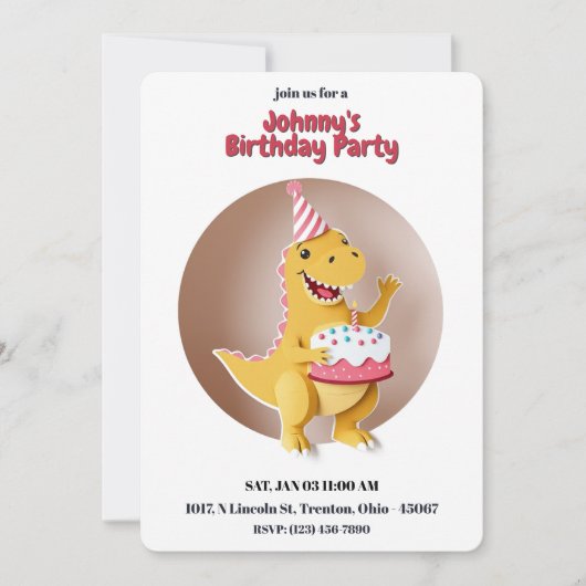 Happy Birthday Dino Kaart (Voorkant)