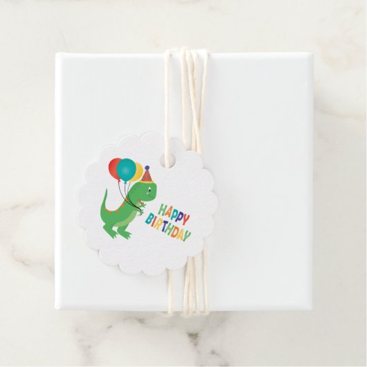 Happy Birthday Dinosaur-ballonnen Bedankjes Labels (In situ)