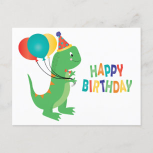 Happy Birthday Dinosaur-ballonnen Briefkaart