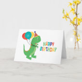 Happy Birthday Dinosaur-ballonnen Kaart (Gele Bloem)