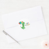 Happy Birthday Dinosaur-ballonnen Ronde Sticker (Envelop)