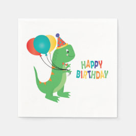 Happy Birthday Dinosaur-ballonnen Servet