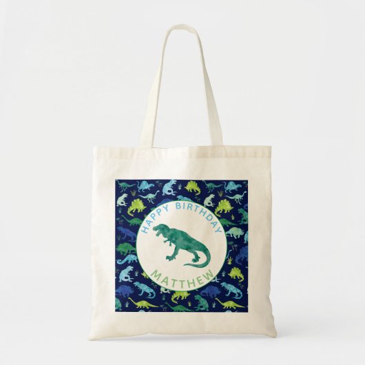 Happy Birthday Dinosaur Gepersonaliseerde Kinderen Tote Bag (Voorkant)